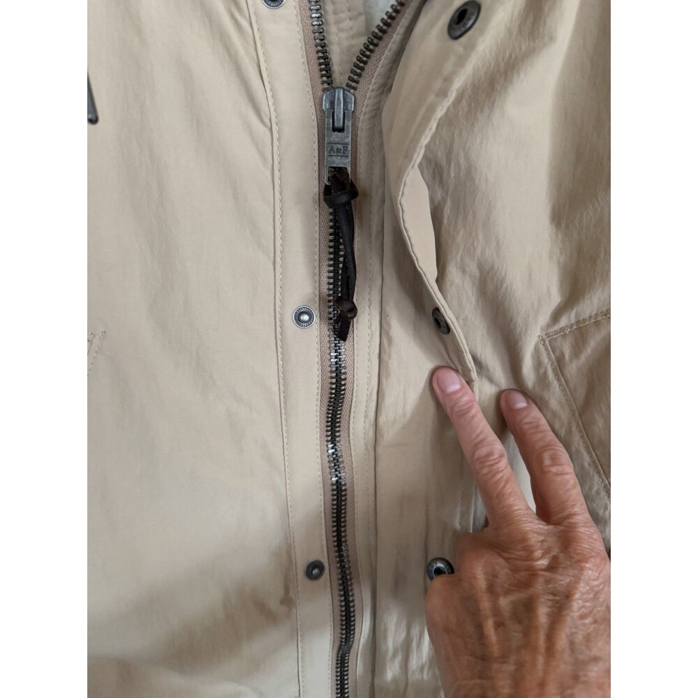 Men’s Abercrombie & Fitch Sherpa Lined Parka Size S Khaki Tan Attached Hood - Picture 3 of 9